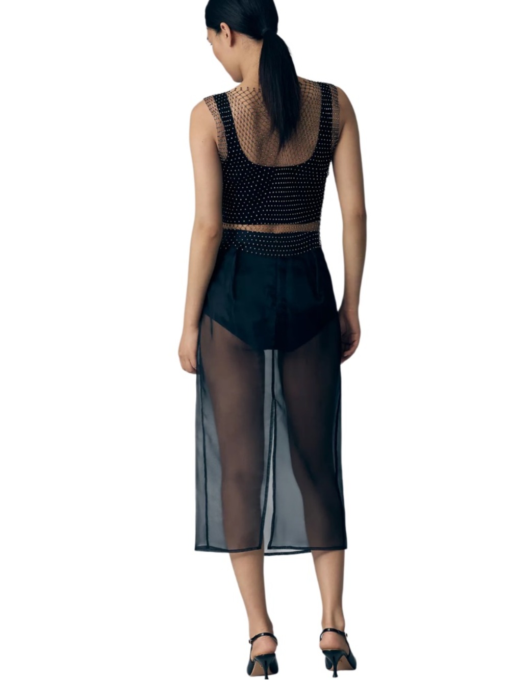 Sunday in Brooklyn Sheer Slit Midi Skirt Black Organza Size Small NWOT - Picture 10 of 11
